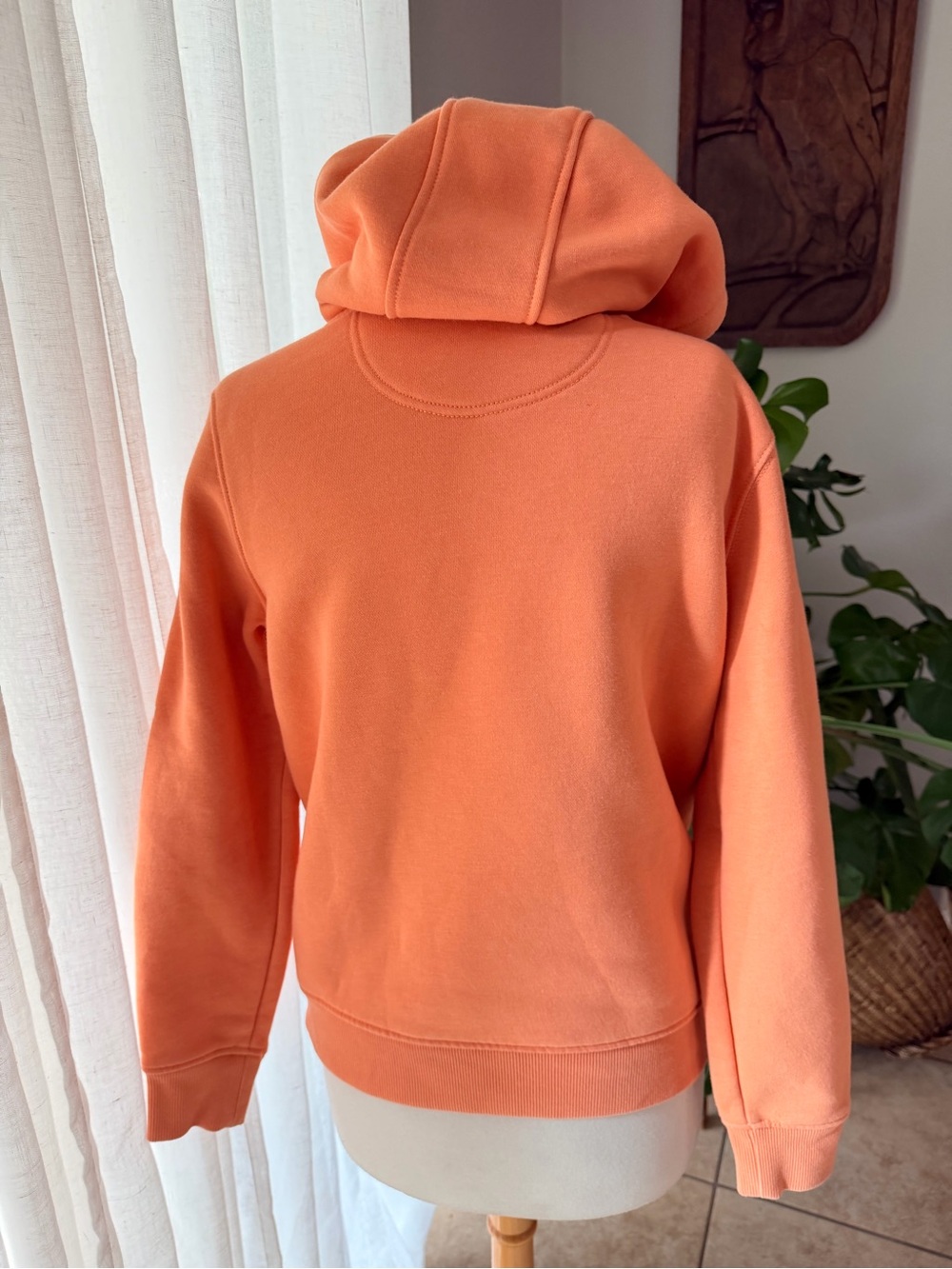 Carhartt Hoodie Small Orange Relaxed Fit Logo Pullover Sweatshirt - Picture 3 of 4